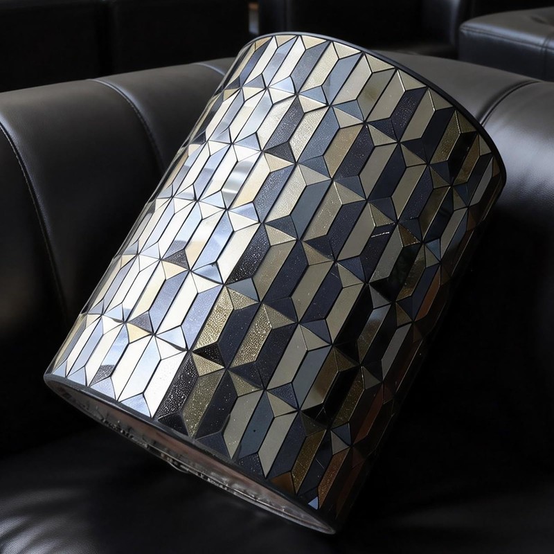 Escenzy Modern Bathroom Trash Can Mosaic Glass 5L | Decorative