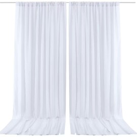 White Chiffon Sheer Backdrop Curtain for Wedding, Parties, White Tulle Arch Drapes for Photo Backdrop Decoration,Wrinkle-Free 10ft x 10ft