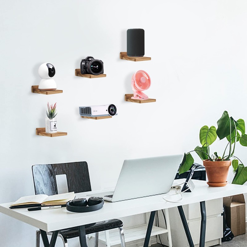 PHOENANCEE 12.7x10x4cm, Wooden Square Floating Shelves, Compact Style Mini Wall