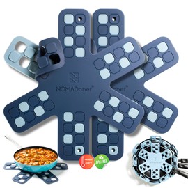 NOMADCHEF Dual-Use Silicone Pan Protectors for Stacking & Trivets for Hot Dishes | Silicone Trivet Mat | Perfect for Pot and Pan Protectors | 2-Pack Medium (12.5in) Cookware Protectors (M2-BLU/BLU)