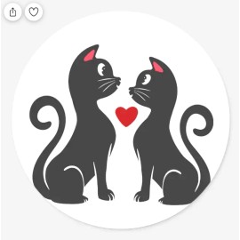 Fashion Jewelry HEART 2 BLACK CATS LOVE German Silver Pendant 20" to 22" Necklace Men Women GIFT