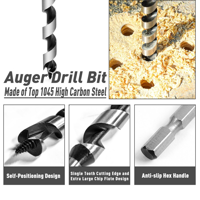 NICAVKIT 1/2 Inch x 6 Inch Long Auger Drill Bit