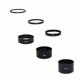 Lotatheta 4 Color 4 Sets 2/3/5/10/15/20mm Bicycle Headset Stem Washer Spacer Fits 1-1/8" (28.8mm) Heads Steerer Tubes for Road Bike MTB Black Red Gold Silver Aluminium Alloy