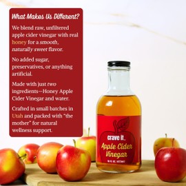 Crave It. Apple Cider Vinegar with Mother - Gut Health & Digestion - Made with Utah Honey - 16oz - 1pk