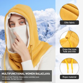 AYPOW Thermal Fleece Balaclava for Women, Winter Warm Thickened Windproof Face Hood Ski Mask, Multifunctional Thermal Fleece Hood Hat with Neck Warmer Neck Warmer for Running Cycling Outdoor, pink