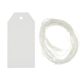 Wrapables A65318 50 Gift Tags/Kraft Hang Tags with Free Cut Strings for Gifts, Crafts and Price Tags-White Original Tag
