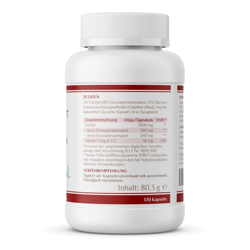 Omega 3 Fish Oil I 120 Capsules Including Vitamin E