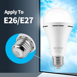 MOSLIAN Rechargeable Light Bulbs 4 Pack Emergency Light Bulbs for Power Outage Hurricane Camping Battery Powered Light Bulb 12W E26 1500mAh Battery Light Bulb,Stay Lights Up When Power Failure