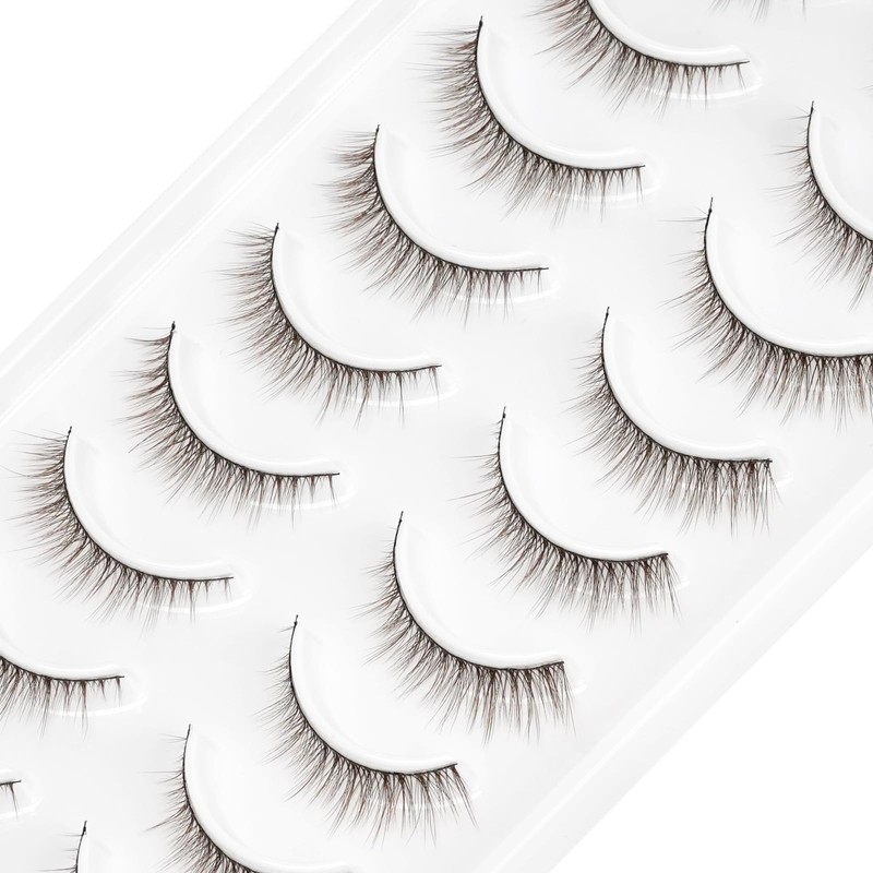 Obeyalash Brown Eyelashes, Natural Look Lashes, Cat Eye, 10 Pairs,