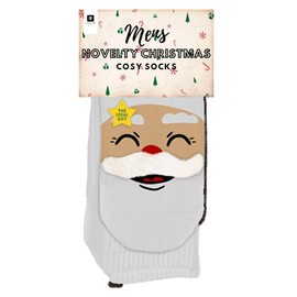 AKH® Festive 3D Character Men's Christmas Socks | Novelty Patterned Holiday Cotton-Rich Warm and Comfortable Winter Socks (Santa)