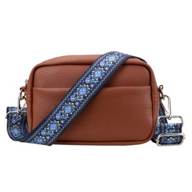 ZANQANO Crossbody Strap for Purses Replacement Adjustable Guitar Multicolor Style Handbag Straps (Vintage flower blue)