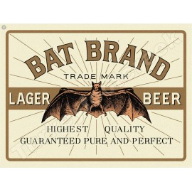 Bat Brand Lager Beer Label 18" x 24" Metal Sign