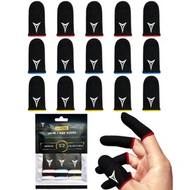 3 Colors 15 Pack E-Sports Light Model Gaming Finger Sleeves, 0.15mm Superconducting Nanofibers, Smooth Feel, Anti-Sweat, Extremely Thin, Fit All Touchscreen Devices