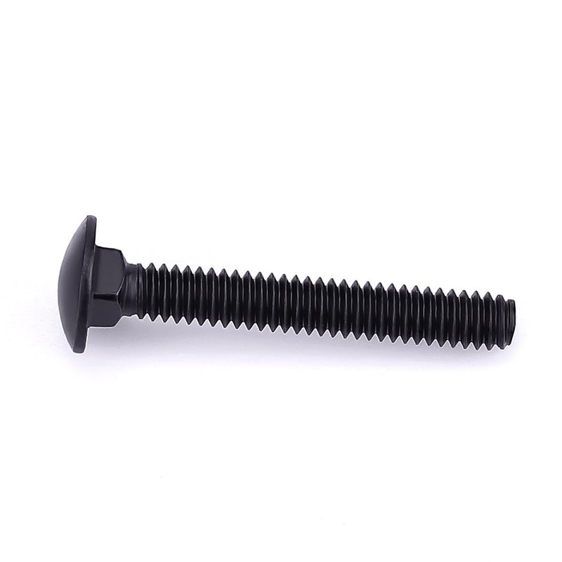 5/16-18 x 1-1/2" Black Steel Carriage Bolts, 304 Stainless Steel