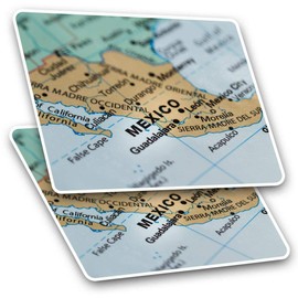 2 x 7.5cm Rectangle Stickers - Mexico Map Travel Explorer Holiday Decals 21877