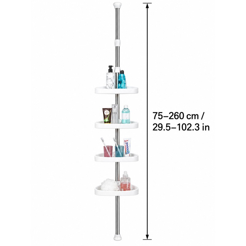 4-Tier Corner Shower Organizer for Bathroom Storage – Adjustable Tension