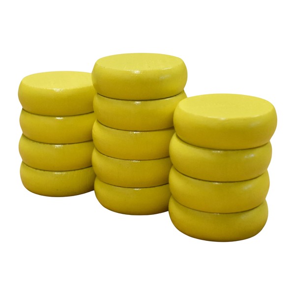 13 Yellow Crokinole Discs - Half Set (Large Discs -