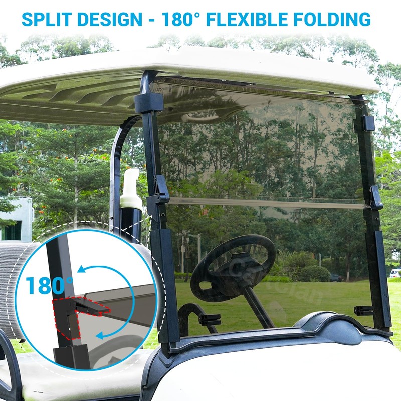 CartClan Golf Cart Foldable Tinted Windshield Suitable for 2018-UP EZGO