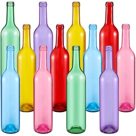Zhehao 12 Pieces Decorative Colored Glass Bottles with Cork 750ml Empty Wine Bottles for Tree Candle Outdoor Craft Garden Home Room Christmas Decor(Cute Color)