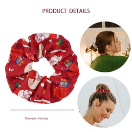 Jocbean Christmas Hair Scrunchies with Santa Claus Snowman Elk Christmas Tree Snowflake Elastic Hair Ties