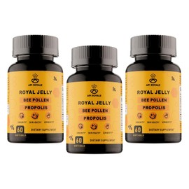 Royal Jelly + Bee Pollen + Propolis – 60 Vegetarian Capsules (Pack of 3) | Natural Food Supplement