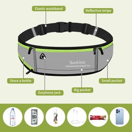 SooGree Slim Running Belt Fanny Packs for Women & Men Runners Pouch Waist Pack Phone Holder Large Crossbody Runners Bag Gear Accessories for Running Hiking Traveling Sports Adjustable Strap