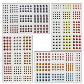 WHYHKJ Fishing Lure Eye 4 Sheets 3D Simulation Fishing Lure Eyes Fish Eyes Fly Tying Materials Artificial Fish DIY Eye Fishing Tackle (3mm 180pcs, 4mm 192pcs, 5mm 180pcs, 6mm 180pcs)