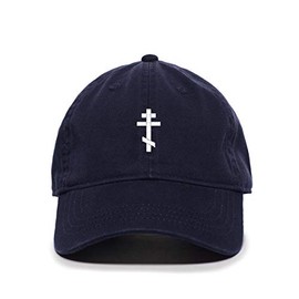 Russian Orthodox Cross Baseball Cap Embroidered Cotton Adjustable Dad Hat Navy