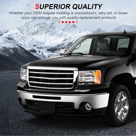 cciyu Front Hood Molding Trim Moulding GM1235109 Compatible With 2007-2013 for GMC Sierra 1500 2500HD 3500HD Truck Hood Molding Trim,Silver