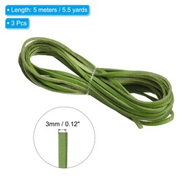 PATIKIL Faux Suede Cord, 3 Rolls 3 mm x 5 m Leather Cord, Flat Strips Made of Faux Leather, Soft Flat Ribbon for Necklace, DIY Bracelet, Beads, Lime Green (Total 15 Metres)