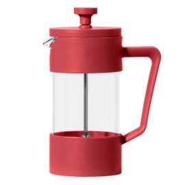 Oggi French Press Coffee Maker (12oz)- Borosilicate Glass, Coffee Press, Single Cup French Press, 3 cup Capacity, Brick Red
