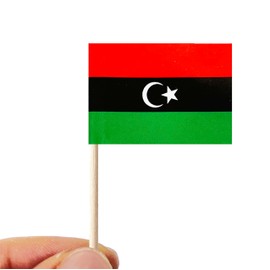 stidsds 100 Pcs Libya Flag Libya Toothpick Flags Mini Small Libyan Cupcake Toppers Stick Flags Banner Party Cocktail Fruit Decoration