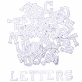 52pcs Alphabet A to Z Patches, Iron on Sew on Letters for Clothes, Classic White