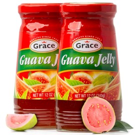 Grace Guava Jelly 12oz - 2 Jars - Tropical Guava Paste Made with Premium Jamaican Guava Fruit - Caribbean Guava Fruit Spread Ideal for Guava Gizzada & Pastelitos de Guayaba