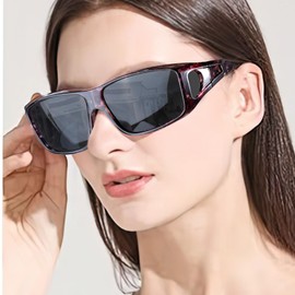 Myiaur Polarized Fit Over Glasses Sunglasses for Men Women UV400 Protection Trendy Wrap Around Shades for Driving