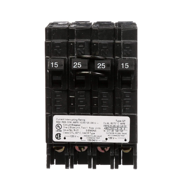 Siemens 25 Amp Double-Pole and (2) 15 Amp Single-Pole Type