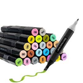 Craft County - Professional Alcohol Makers Set - 24 Colors Dual Tip Box Set - Spectrum Noir Art Markers for Artists (LIGHT)