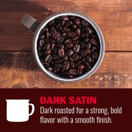 Hills Bros. Dark Satin Whole Bean Coffee – Rich and Bold Premium Arabica Coffee Beans – Orthodox Union Kosher – Dark Roast, Fresh Grind for Best Aroma & Taste – Dark Satin, 1 Pack of 32oz