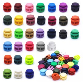 Jiujuda9 Pack of 32 Cord Locks, 2 Hole Cord Stoppers, Colourful Cord Stoppers, Plastic Clasps, Cord Clamps for Cords, Clothing, Backpack, Rubber Cord, Stopper, Laces, Quick Release, Colourful