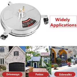 Willbebest 15'' / 16.5'' Pressure Washer Surface Cleaner with Wheels & 2 Wand & 2 Nozzles, 4000 PSI Stainless Steel Housing 1/4" Quick Connector Power Washer Surface Cleaner (15 inch with 3 Wheels)