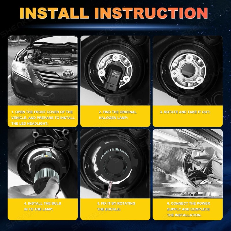SHENKENUO H4 9003 LED Headlight Bulb High/Low Beam Conversion Kit