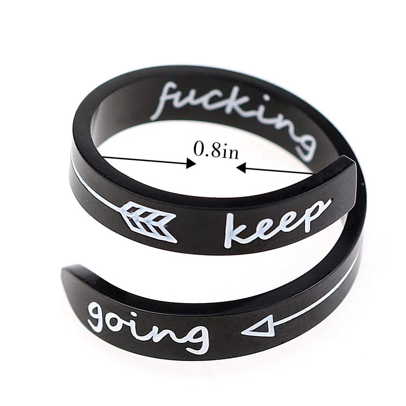 Gleamart Inspirational Ring Stainless Steel Engraved Ring Gift Keep Going