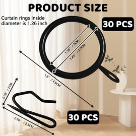 KAHIT 30 Pack Curtain Hooks for Drapes and 30 Pack Curtain Rings with Hooks Metal Pinch Pleat Curtain Hooks Pleat Hooks for Drapes Curtain Rings for Drapes Pinch Pleat Hooks Gold