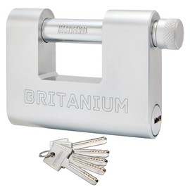 Britanium® BRB80 Heavy Duty Container Lock  with 5 Keys - 13mm Cut Resistant Shackle, Weatherproof Chrome Plated Body | High Security Padlock for Container, Garage, Shed, Gates