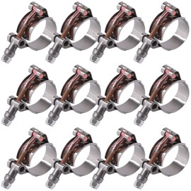 Glarks 12Pcs 32-37mm Stainless Steel T-Bolt Hose Clamps Turbo Intake Soft Hose Intercooler Clamps