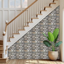 10PCS 3D Wall Panels Peel and Stick, Brick Pattern in Brown and Rust Tones Faux Stone Wall Panel Foam Brick Self-Adhesive Wallpaper (11.8in*11.8in) Cover 8.46.Sq.Ft.