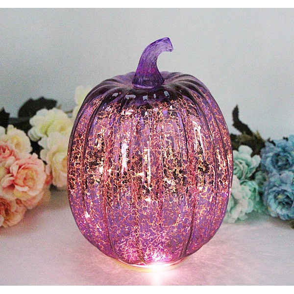 Fall Decorations for Home, Mercury Glass Pumpkin Light with Timer,Battery