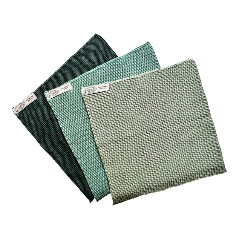 Solwang 3-Piece Danish Cotton Dishcloths in 100% Certified Organic Cotton