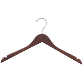 The Great American Hanger Company Wood Top Hanger, Box of 100 Space Saving 17 Inch Flat Wooden Hangers w/Walnut Finish & Chrome Swivel Hook & Notches for Shirt Jacket or Dress