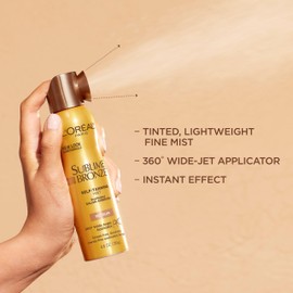 L'Oreal Paris Sublime Bronze Self Tanning Mist, Deep to Natural Spray Tan, 4.6 oz
